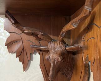 Victorian Antique Carved Deer Head Corner Wall Shelf 