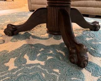 Oak Round Coffee Table with Claw Feet (44-1/2"D x 20"H)