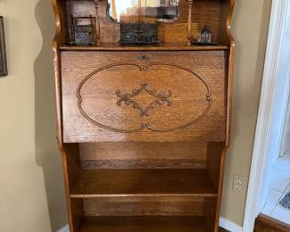 Antique Oak Drop Front Secretary (30"W x 64"H x 12"D)