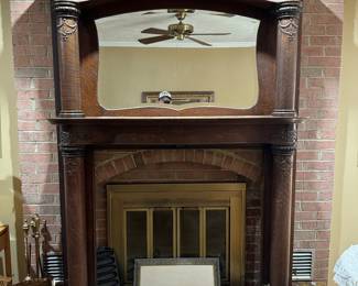 Large Carved Wood Mantle (90"H x 60"W x 14"D)