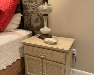 Bettermade by Ballman Cummings 1 Drawer / 2 Door End Table (24"W x 16"D x 24"H)(pr) & Antique Gone With The Wind Electric Lamp