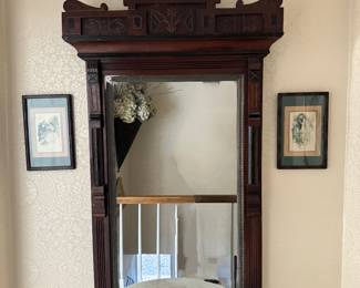 Antique Carved Ornate Wood Mirror (28"W x 4"D x 48"H)