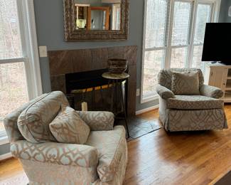 Leggett & Platt Upholstered Swivel Armchairs