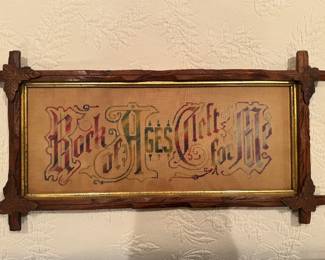 Framed "Rock of Ages Cleft for Me" Embroidered Wall Art