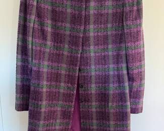 Women's Galanos Purple & Green Plaid Wool Jacket Size S