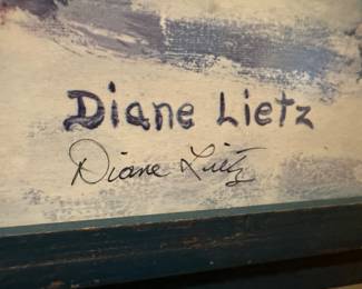 Framed Beach Scene Lithograph Signed Diane Lietz