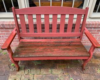 Outdoor Red Wood Bench