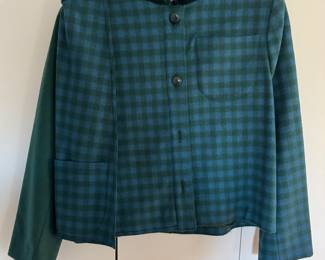 Women's Ognibene Zendman Plaid Wool Draped Shoulder Top Size 38