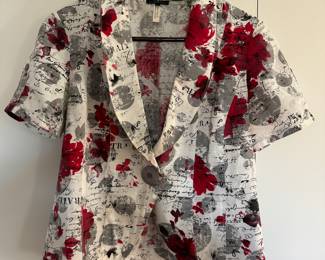 Women's Vex Collection Text & Floral Print Blouse Size 40