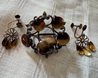Antique Broche with Matching Earrings