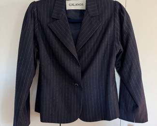 Women's Galanos Navy Blue with Silver Pinstriped Blazer Size 5