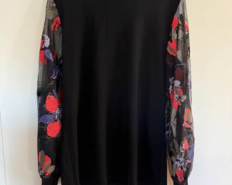 Women's 77 Black Turtleneck with Floral Mesh Arms Size 4