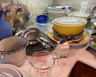 Collection of Vintage Pyrex & Tiffany & Co Bowl (Blue Accents)
