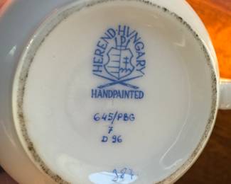 Herend Teapot, Creamer & Deep Leaf Dish