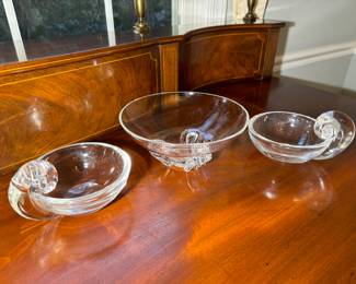 Steuben Crystal Bowl & Olive Dishes