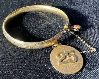 14K Clasp Bracelet with 14K Gold 25 Bangle & 14K Ladybug Accessory 