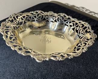 Sterling Silver Monogrammed Centerpiece Bowl / 285 grams