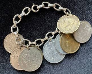 Sterling Silver Coin Charm Bracelet