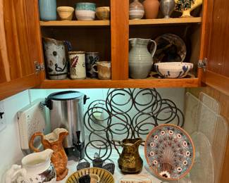 Collection of Pottery Vases, Jugs & Wedgwood Water Jug (White & Silver)