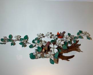 Norman Brumm Enamel on Copper Birds & Floral Wall Sculpture