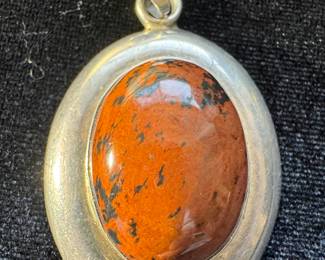 Sterling Silver Unakite Pendant