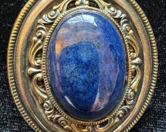 Sterling Silver & Lapis Pin