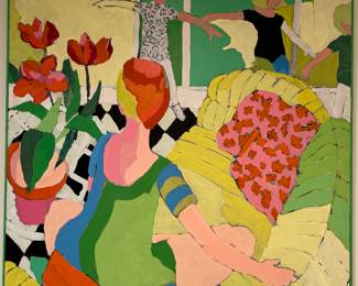 Framed Original Oil on Canvas "The Lesson" Signed by Sara Wellington Dodge