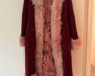 Women's Pink Suede & Faux Fur Overcoat