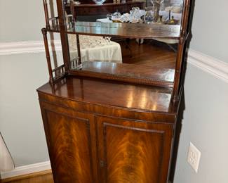Mirrored Mahogany 2 Door Etagere (26"W x 12"D x 50-1/2"H)