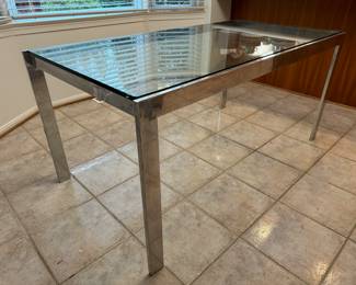 Chrome Base with Glass Top Rectangular Dining Table (31-1/2"W x 60"L x 28-1/2"H)