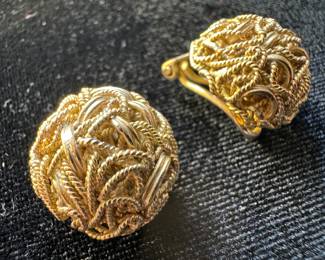 14K Gold Clip On Earrings
