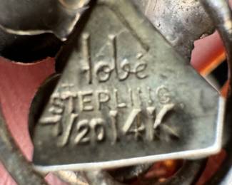 Vintage Hobe Sterling Silver & 1/20 14K Gold Necklace & Matching Earrings