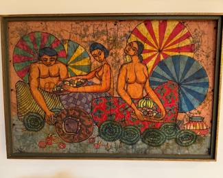 Framed Original Batik Signed Kheng-Wah 1970