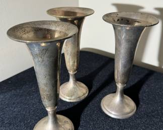 Sterling Silver Vases / 76 grams each / 3 total