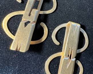 14K Gold "BLM" Initialed Money Clip & 14K Gold "MM" Initialed Money Clip