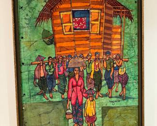 Framed Original Batik Signed Kheng-Wah 1970