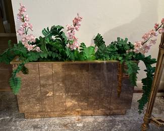 Vintage  Rose Gold and Gold Mirrored Floral Container