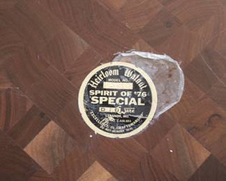 Label on the Heirloom Walnut Spirit of '76 Special Edition salad bowl