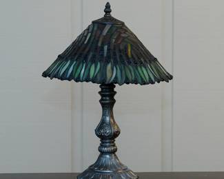 Vintage stained leaded glass lamps