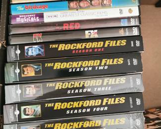 Thousands of DVD's including: The Rockford Files Season Six, The Rockford Files Season Five, The Rockford Files Season Four, The Rockford Files Season Three, The Rockford Files Season Two, The Rockford Files Season One, EX FX2, Red, Broadway Musicals: Greatest Classic Films Collection, The Birdcage, The Three Musketeers, Sir Walter Scott's Ivanhoe, Anna and the King of Siam