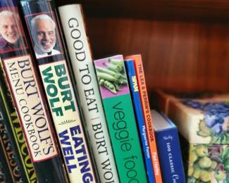Cookbooks Burt Wolf's Menu Cookbooks, Burt Wolf's Eating Well, Burt Wolf's Good to Eat, Veggie Food, Spam by Marguerite Patten, The Lea & Perrin's Cookbook by Paul Hartley, 100 Classic Cocktails