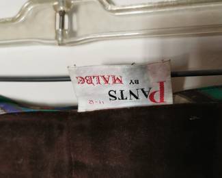 Trouser tag detail of vintage Malbe Original blouse and pants set, size 11 or 12