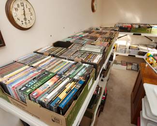 We have tables and tables of DVD's, many never opened, complete series, American, British, movies, classic to contemporary!
