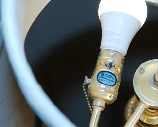 Label on the Gorgeous brass Stiffel floor lamp