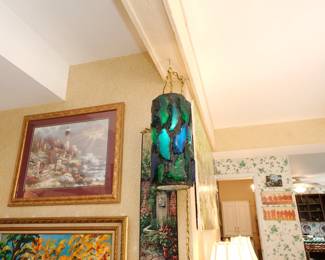 Another view of the vintage Brutalist 1960s Mid Century Modern Hanging Swag Lamp