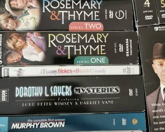 Thousands of DVD's including: Notorius, The Private Lives of Elizabeth and Essex, Charade, The Funny Ladies of British Comedy, The Complete First Season of Murphy Brown, Dorothy L Sayers Mysteries, The Funny Blokes of Comedy, Rosemary & Thyme Series One, Two, and Three