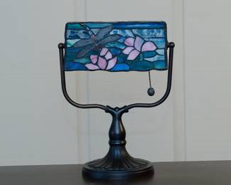 Vintage stained leaded glass lamps