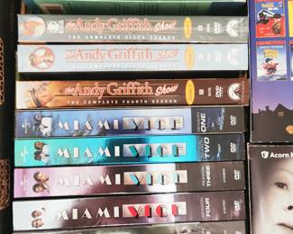 Thousands of DVD's including: The Honeymooners: The Classic 39 Episodes, Miami Vice: Season Five, Miami Vice: Season Four, Miami Vice: Season Three, Miami Vice: Season Two, Miami Vice: Season One, The Andy Griffith Show: The Complete Fourth Season, The Andy Griffith Show: The Complete Fifth Season, The Andy Griffith Show: The Complete Sixth Season, Lillie: Digital Collectors Edition