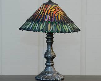 Vintage stained leaded glass lamps