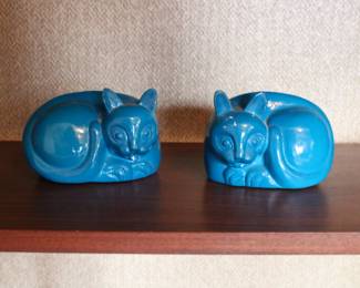 Mid century turquoise colored cats